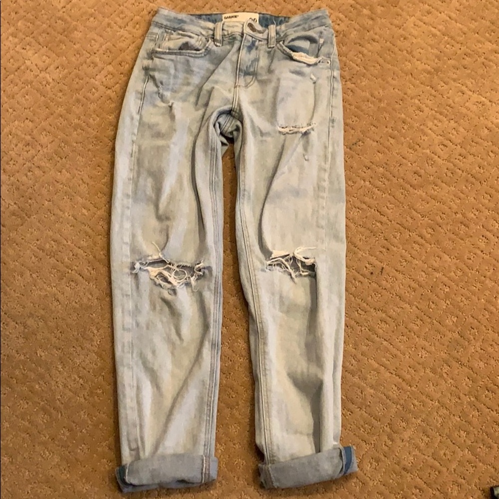 mid rise ripped mom jeans